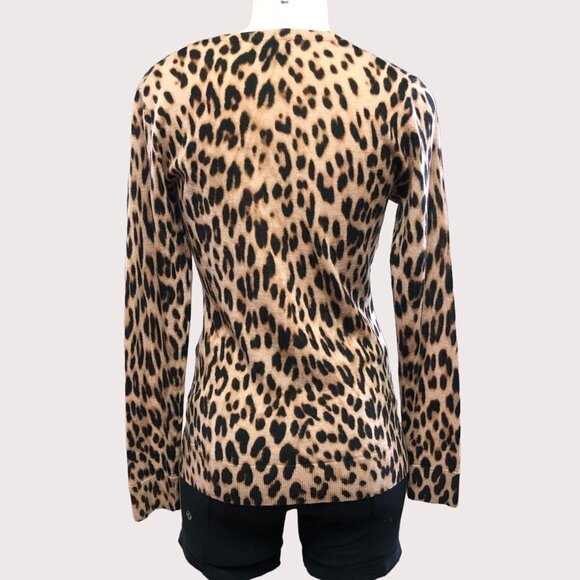 LORD & Taylor Merino Wool Leopard Animal Print Pull Over Sweater Size XS - Picture 2 of 8